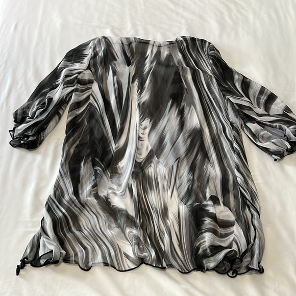 NWOT Handmade Sheer Kimono w/ Split Side Hem and Matching Scarf - Picture 3 of 5